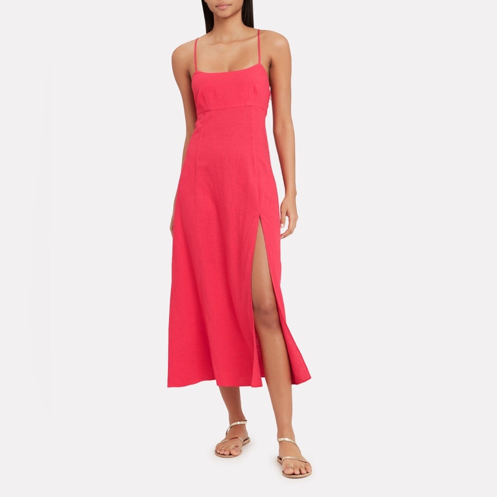 Intermix Josephine linen maxi dress in coral pink